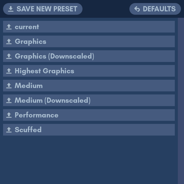 Preset Menu